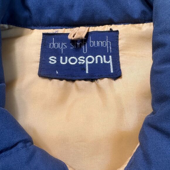 VTG Hudson Puffer Vest Men's Large Blue Tan Rodeo Cowboy Western Yoke 1970s RARE - Picture 3 of 12